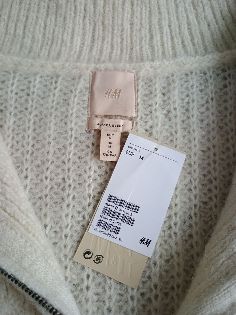 Pulover alb gros lână H&M