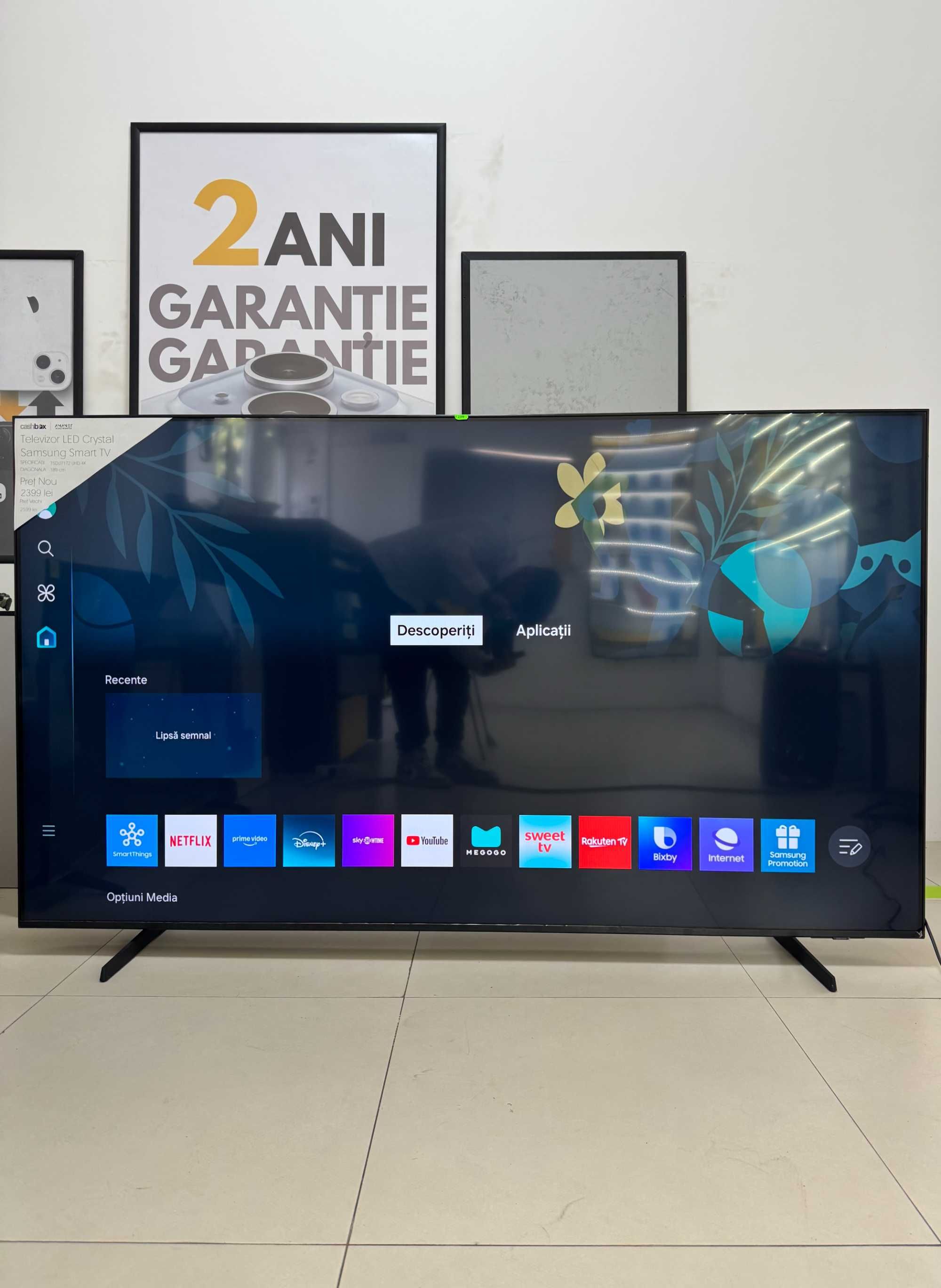 Garantie 24 Luni TV LED Samsung SMART CRystal UHD 4K 189cm Cashbox
