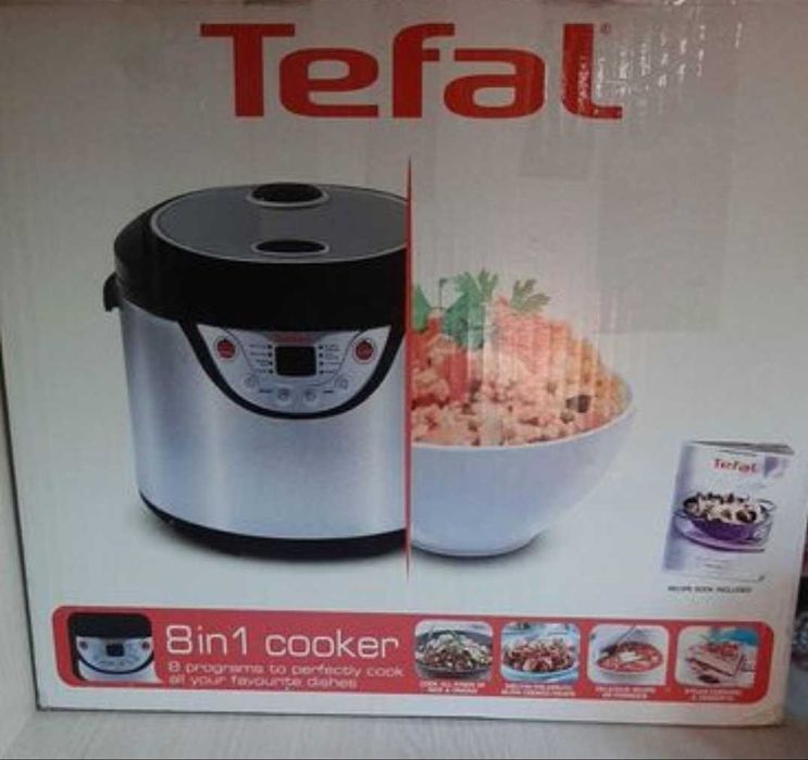 Multicooker 8 in 1 Tefal, 5 l,Programe automate, Timer, Negru/Argint