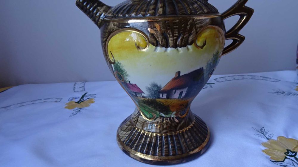 Винтидж керамична ваза, ръчно рисувана от H. Bequet Quaregnon в Белгия