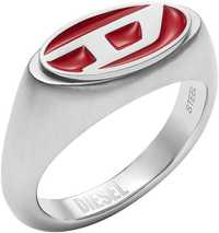Мъжки пръстен-печат Diesel, червен емайл от неръждаема стомана