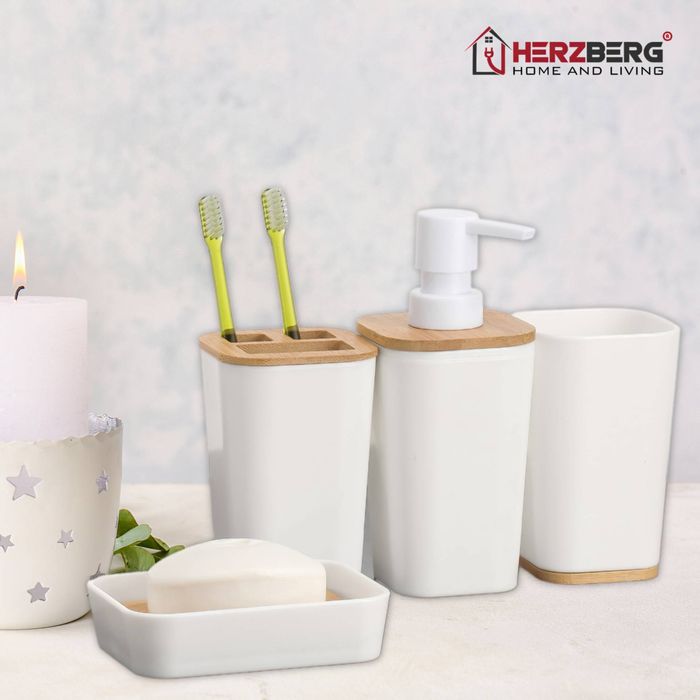 Set Baie 6 piese bambus, Crem Mat