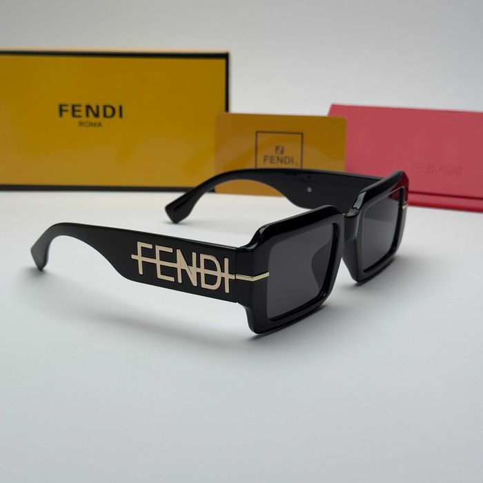 Слънчеви очила Fendi Bold Square Big Logo нови черно и бяло UV400 CE