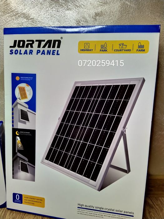 Proiector + Panou Solar Fotovoltaic Jortan 600W, Suport, Telecomanda