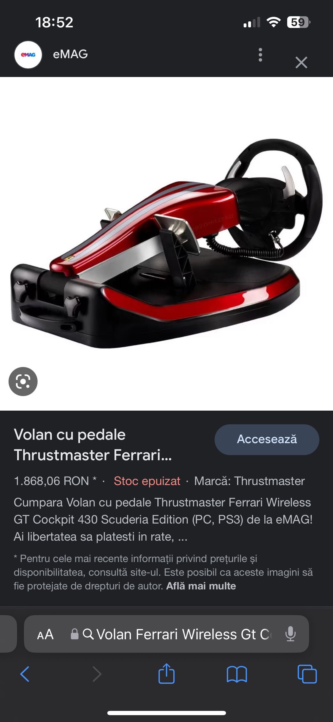Volan gaming Editie limitata Thrustmaster GT 430 Scuderia Ferarri