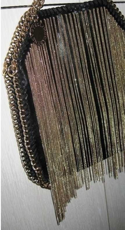 ШИкарная сумка Stella McCartney, натуральная кожа, черный цвет+золото,