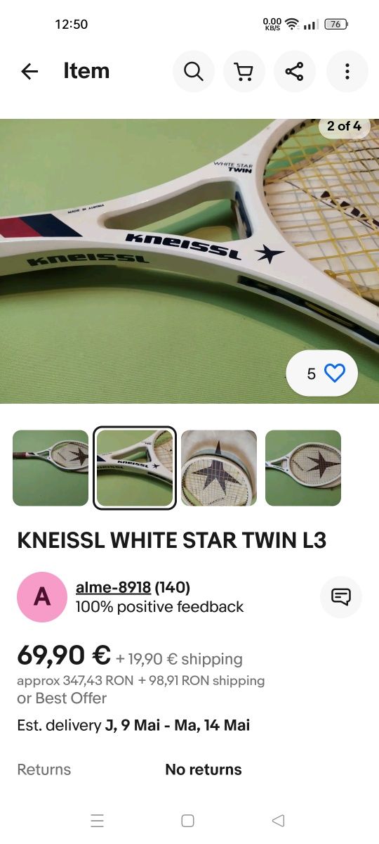 Racheta tenis Kneissl de colecție?