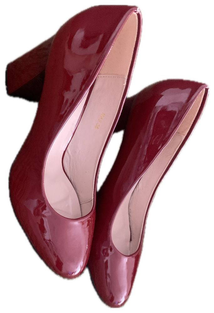 Pantofi lacuiti cu toc gros, m36