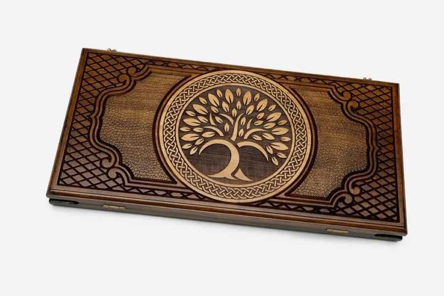 Нарды резные "Дерево Жизни" из массива бука (Армения)