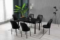 Frumos set masă extensibilă neagră cu 6 scaune