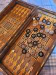 Backgammon (Tavla) din lemn cu sidef – piesă vintage, model deosebit!