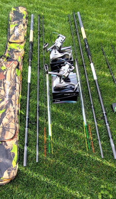 Set 2 Lansete Feeder Carbon X Sense,2 Mulinete, Senzori,Suporți,Geanta