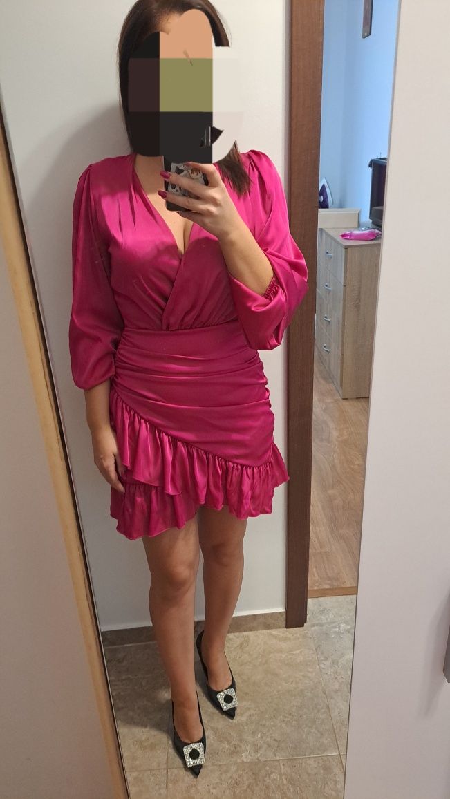 Rochie fucsia satinata