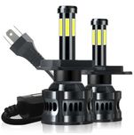 300W LED ЛЕД крушки за фар 8LED H4 6000K 12V  къси и дълги светлини