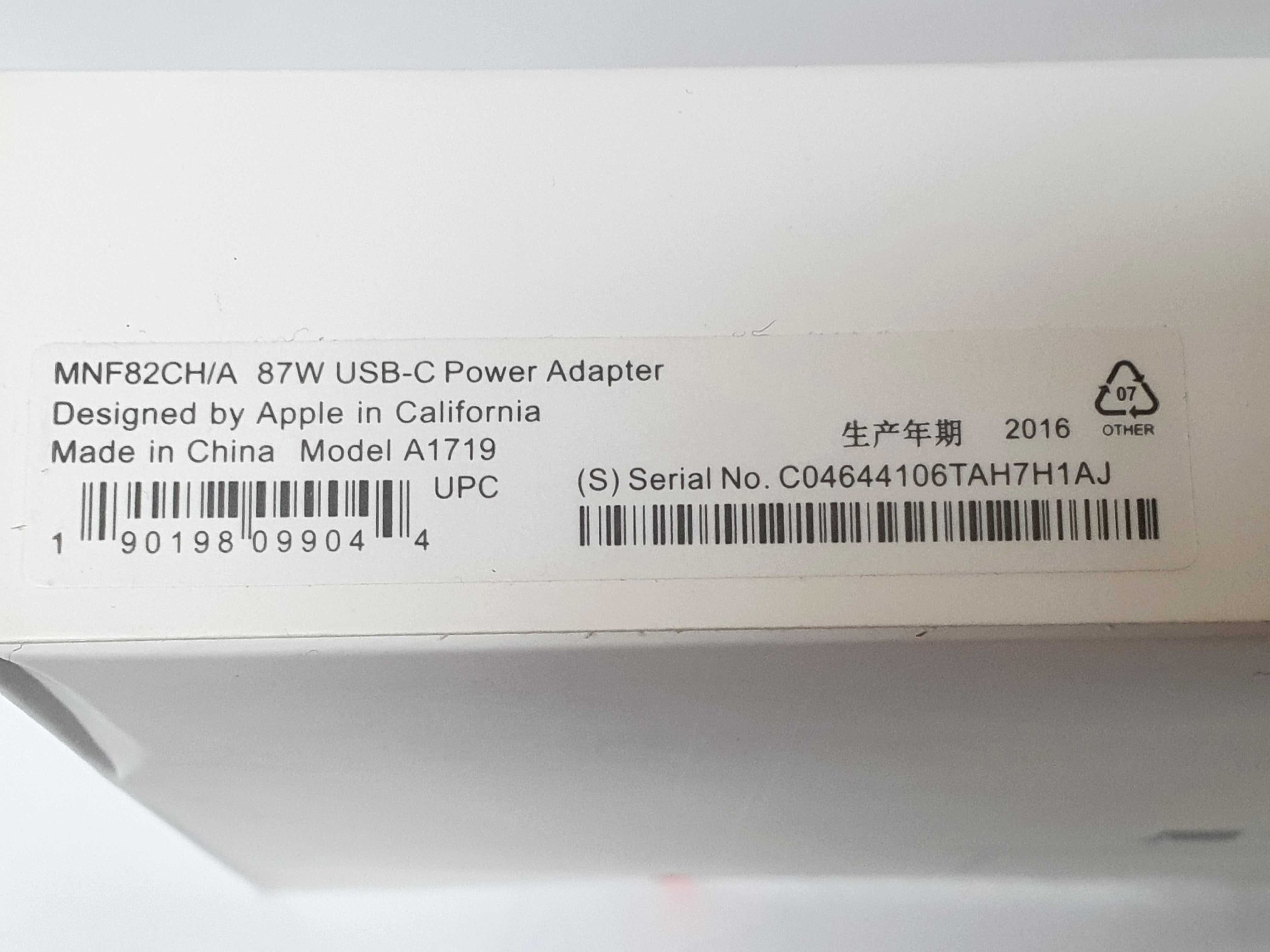 Incarcator  USB-C 87W A1719 pt Macbook Pro Retina 15 inch 2016 - 2019