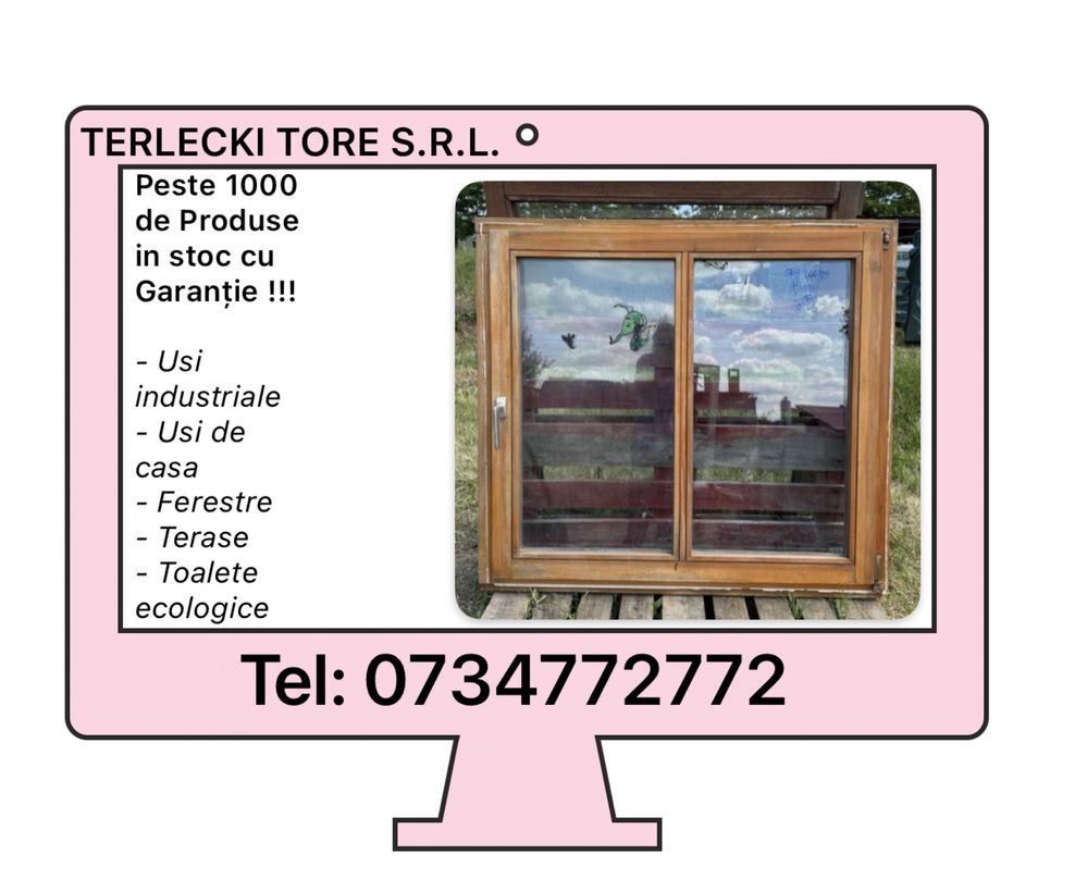 Fereastra lemn rustic cabana termopan H 110 x L 120 Germania garantie