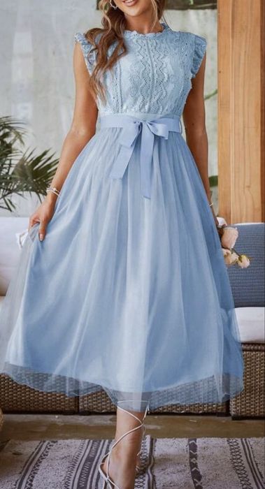 Светло синя рокла С-размер