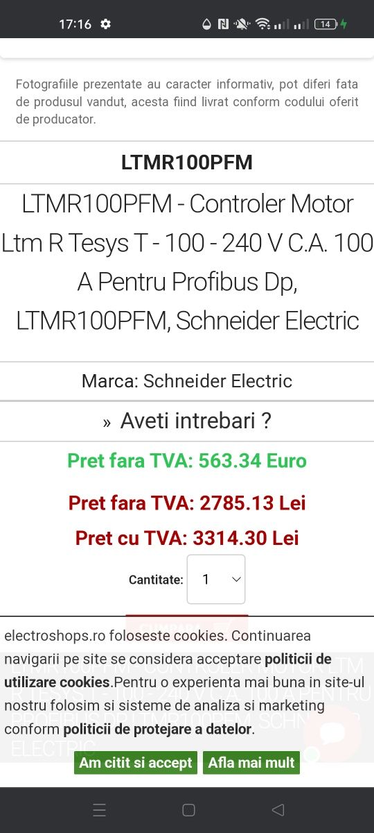 Contactor  electric de mare putere  LTMR 100 PFM