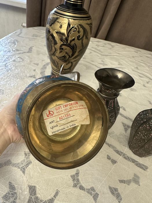 Вазы латунь Индия Клуазоне