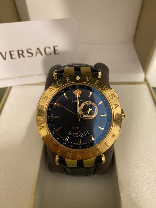 Versace V-Race GMT Alarm 46mm Gold Plated 18K