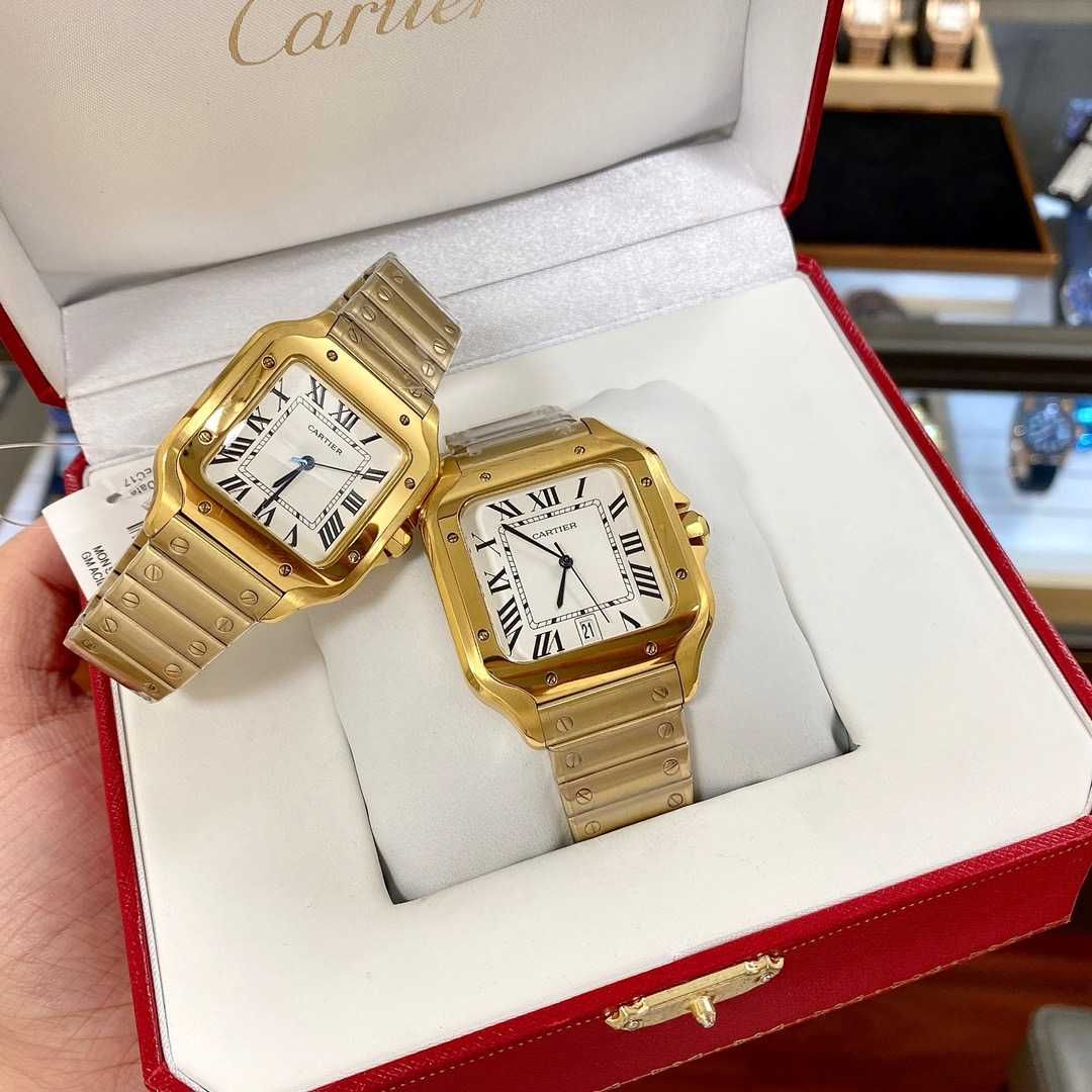 Автоматичен мъжки часовник Cartier Santos de Cartier Gold