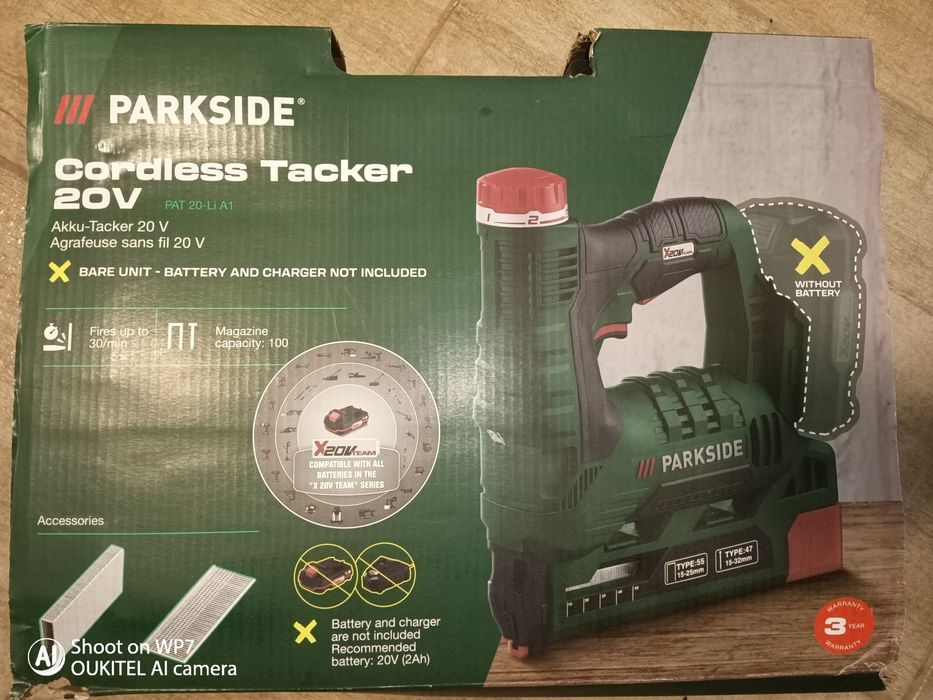 Parkside capsator 20v pistol electric capse cuie baterie 20v 2A 4A 8A
