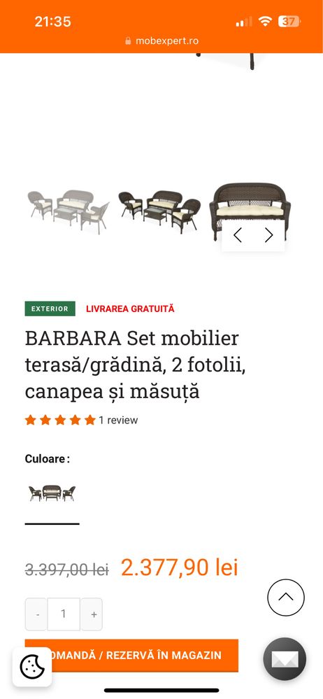 Set Mobilier Canapea terasa gradina Mobexpert fotoliu scaune masa