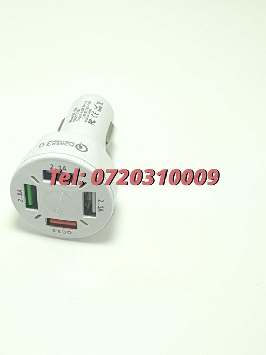 Incarcator Masina Auto 4 Porturi Bricheta Usb Qc Incarcare Rapida