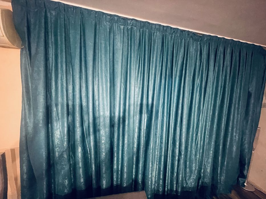 2бр готови завеси в тюркоаз+ подарък 2 деко възглавнички