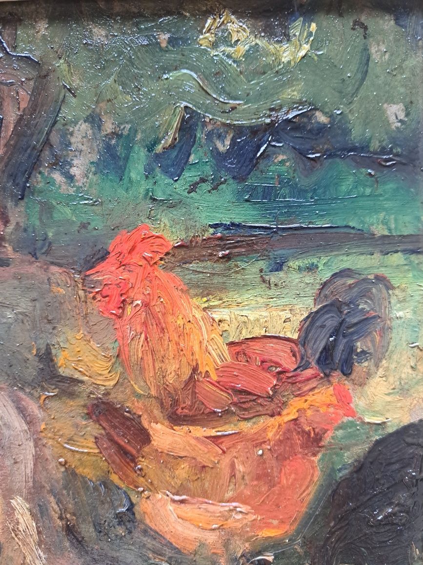 Pictură" Ograda cu animale", Mihail Poiana Mihalcea(1903 Poiana-1966)