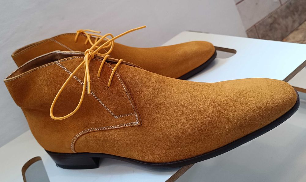 Ghete chukka 42 42.5 43 de lux GREVE NOI lucrate manual piele naturala
