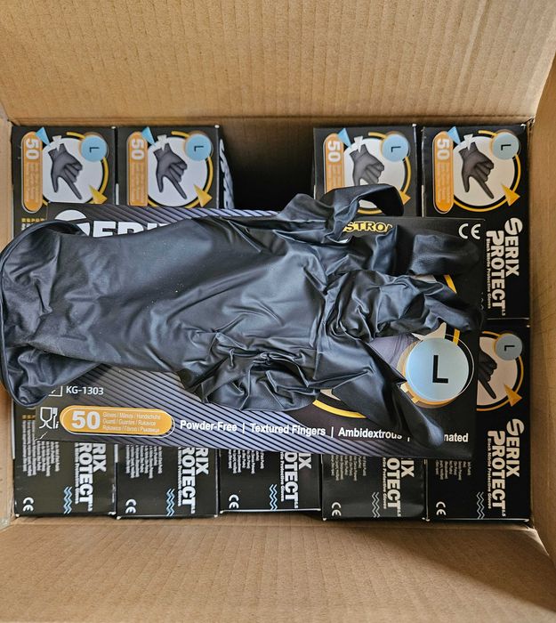 Здрави Автосервизни Черни Нитрилни Ръкавици 6.5 гр.