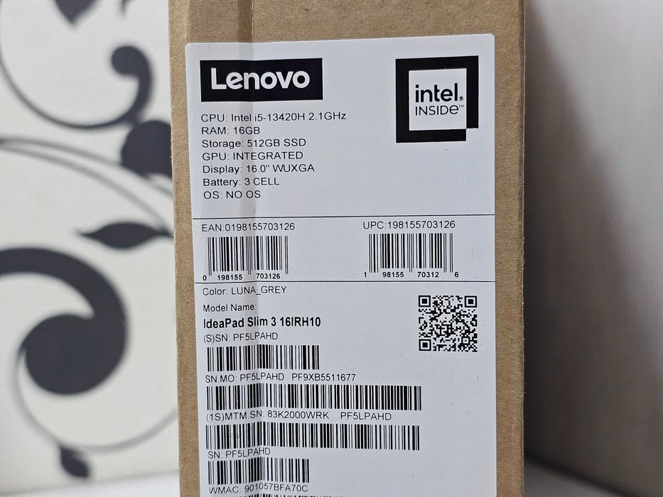 ПРОДАМ Lenovo SLIM 16/IRH10 Мощный Ноутбук Core™ i5-13420H/16GB/512SSD