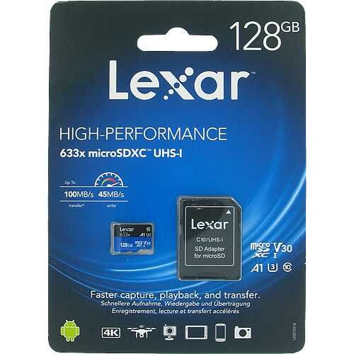 MicroSD Для Видеокамер Оригинал Lexar microSDXC 128GB Class 10
