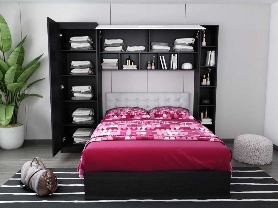 Set Dormitor Bingo 2.27m cu pat tapitat Alb incadrat