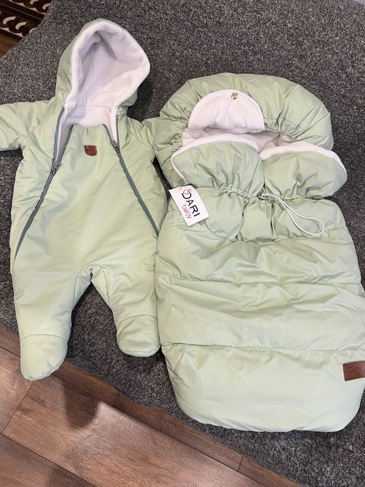 Зимний конверт с комбинезном для новорожденных