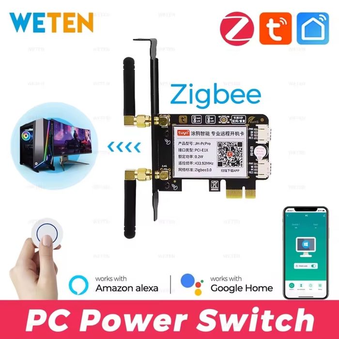 Tuya Zigbee PC Power Switch (model 80mm) cu telecomandă
