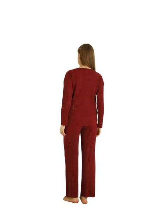 Set tricotat roșu NOU set de casă colduros, elastic, comod