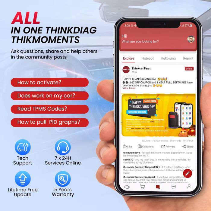 Thinkdiag Mini OBD2 Bluetooth скенер за автомобилна диагностика