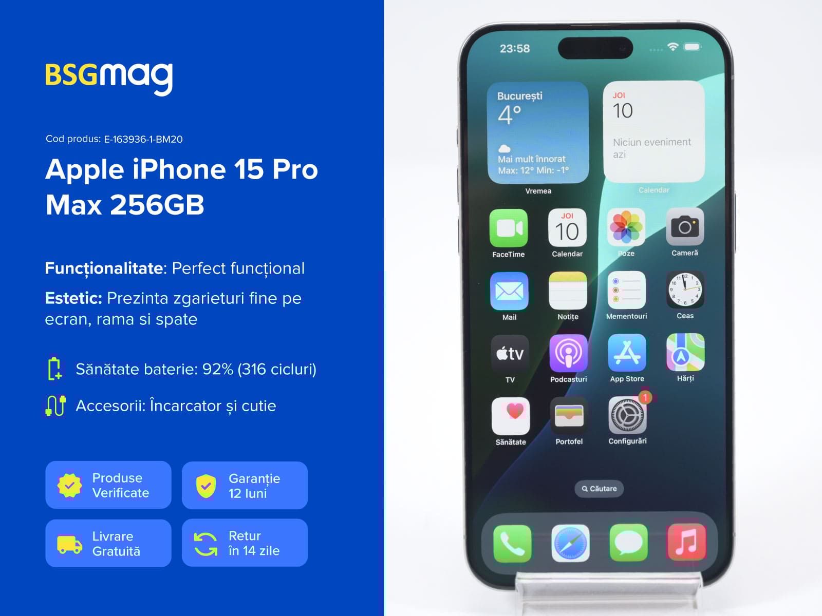 Telefon Apple iPhone 15 Pro Max 256GB - BSGmag