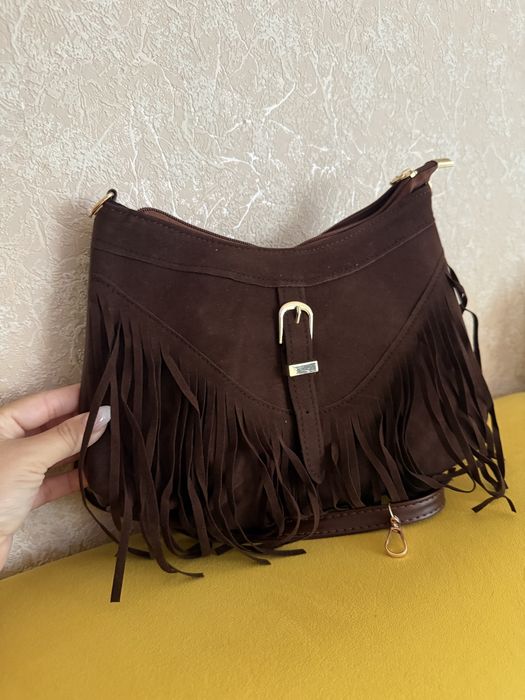 Дамска чанта велур и кожа