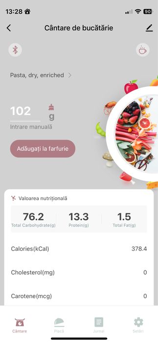 Cântar Bluetooth smart de bucătărie Aeno, cu aplicație macronutrienti