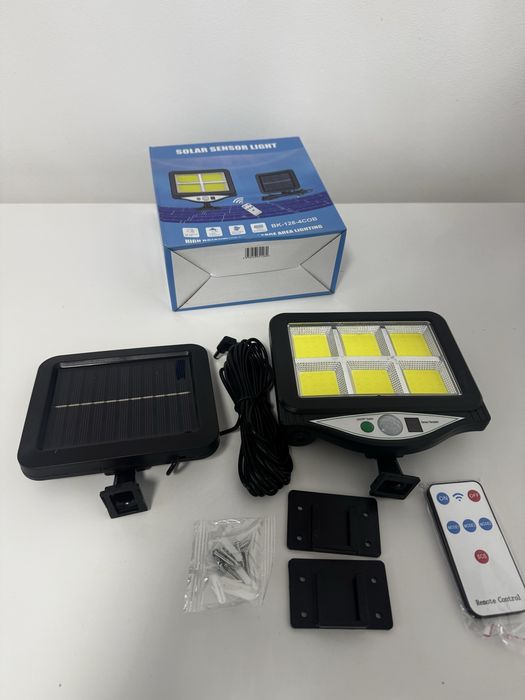 Lampa led cu panou solar cu fir/ telecomanda/ suport prindere