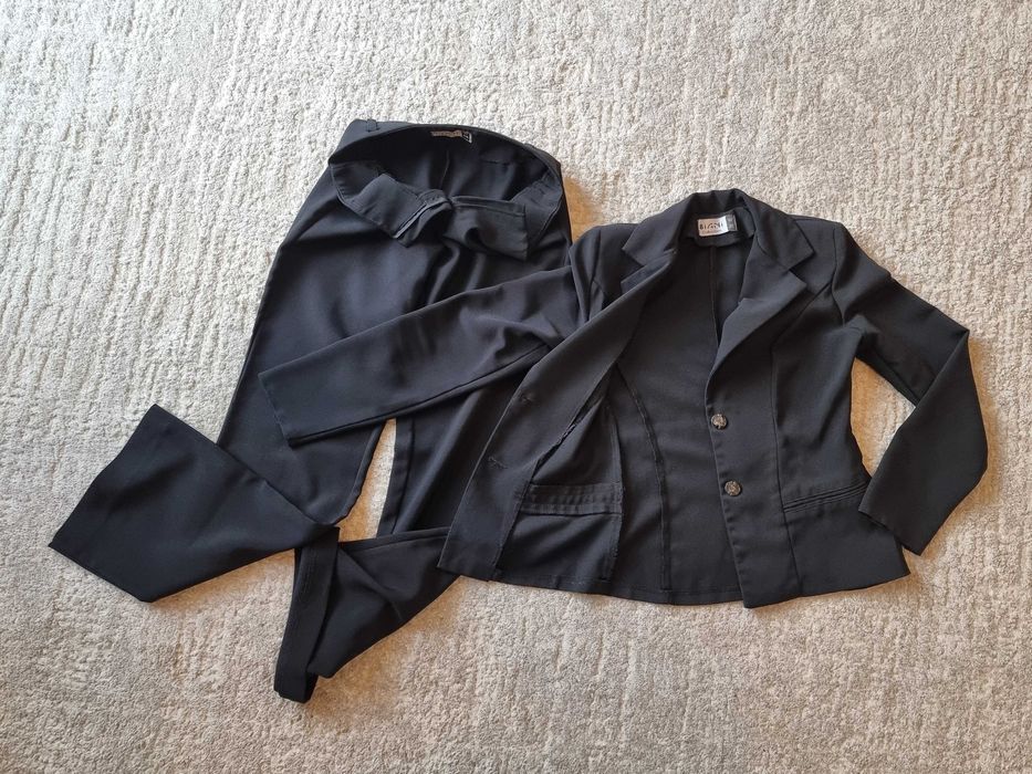 Costum negru dama, marimea 36, sacou si pantalon Biani Collection