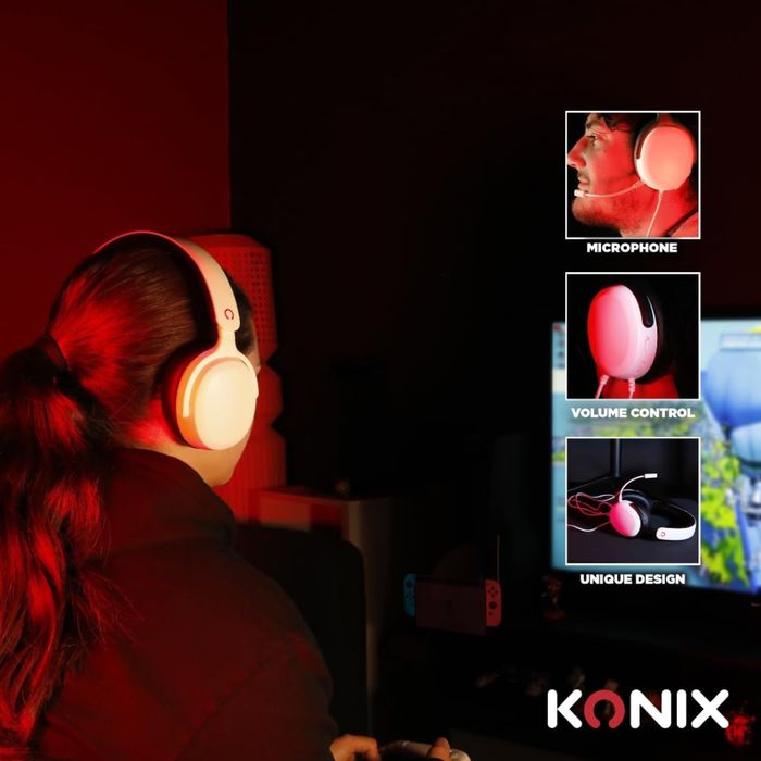 Căști de gaming circumaurale cu fir Konix pentru Nintendo Switch 2