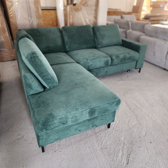 NOU Coltar L 240/200cm, extensibil, gri, catifea
