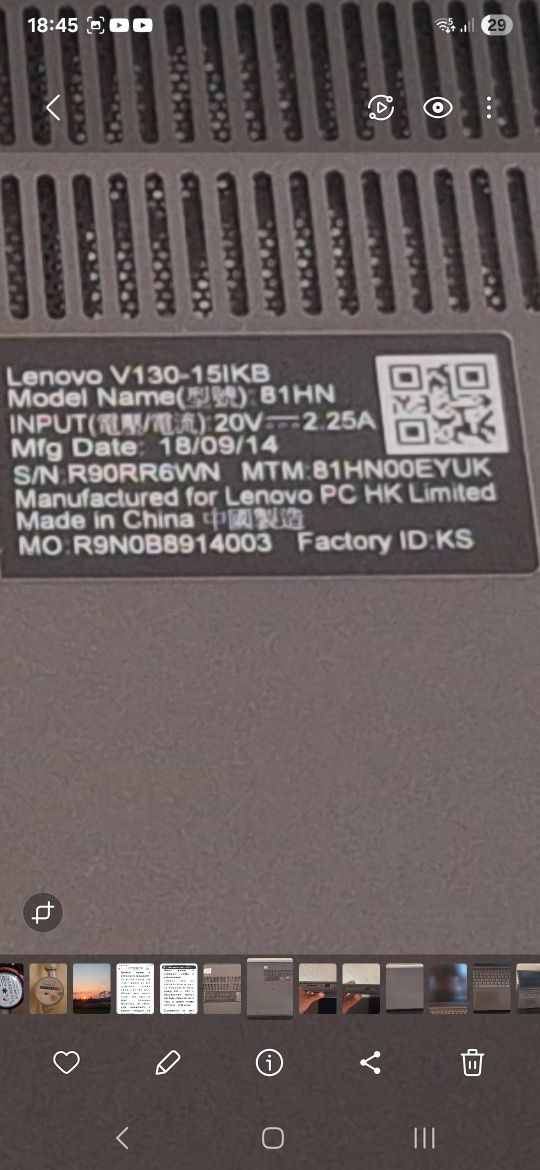 Laptop Lenovo V130-15IKB