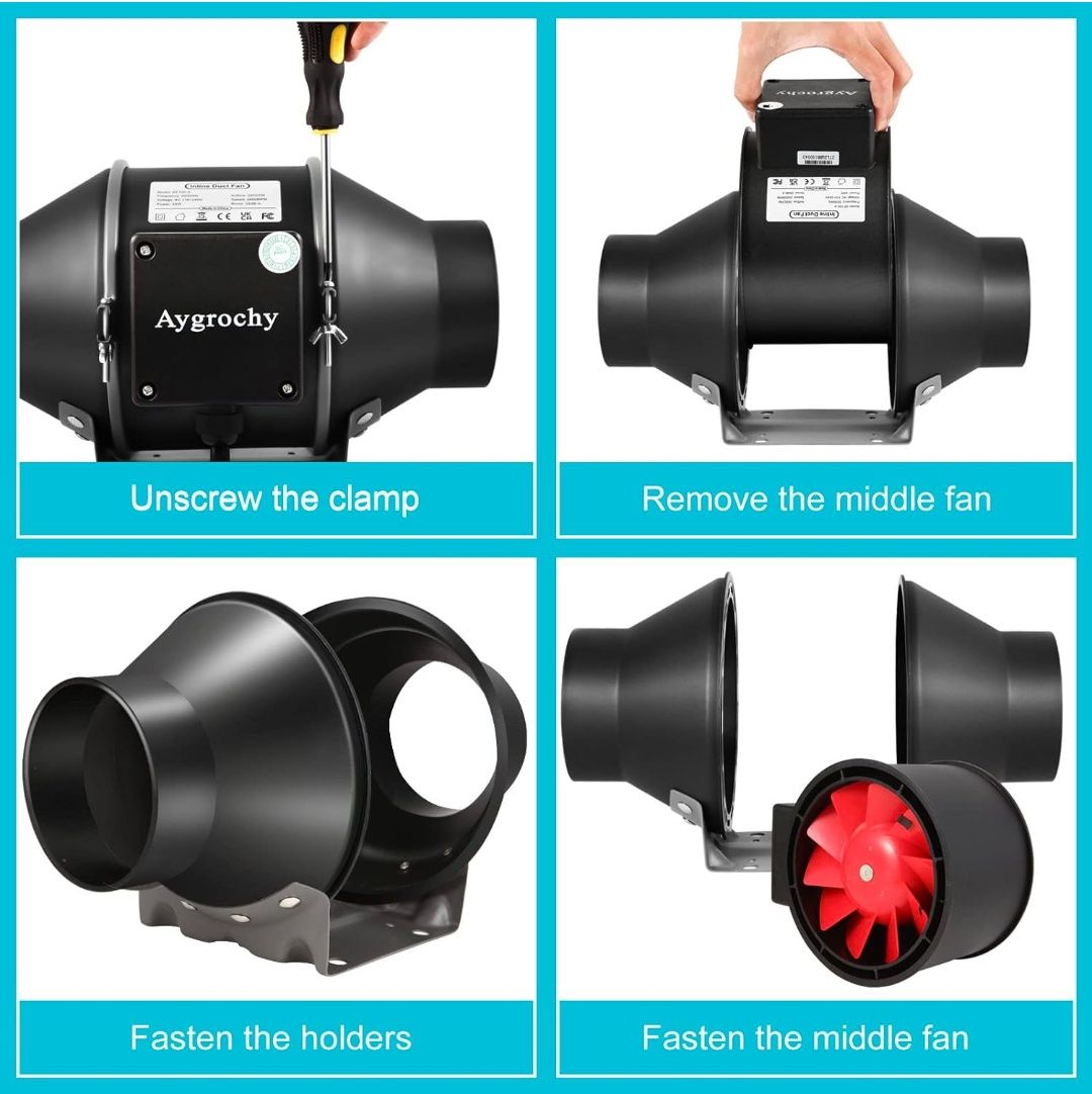 Ventilator pentru conducte Aygrochy 100 mm CONTROLAT prin aplicație cu