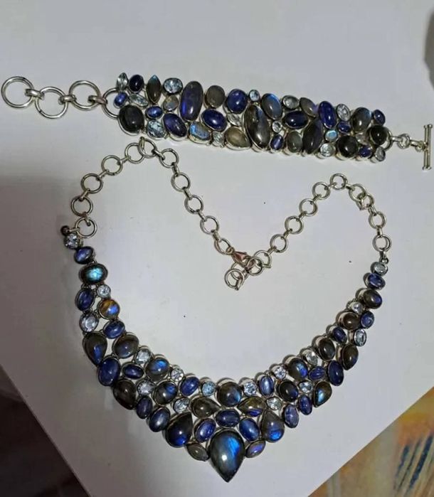 Set masiv,colier si bratara cu labradorit!!