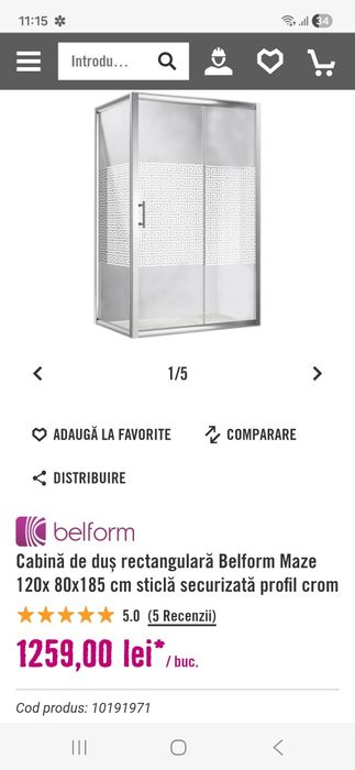 Cabină de duș în stare bună